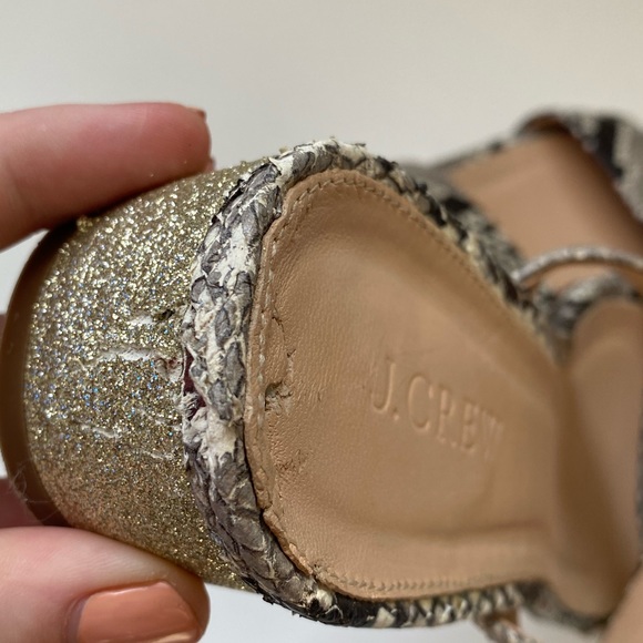 J. Crew Snakeskin Leather Slide Heeled Sandals - Picture 8 of 13